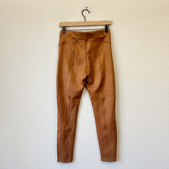 SPANX Faux Suede Legging Caramel Brown HR Ankle Shapewear Pants - Picture 2 of 12